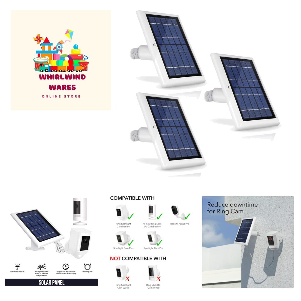 Solar Panel Compatible with Ring Spotlight Cam Plus/Pro/Battery, and Ring Sti…