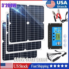 600W Solar Panel 12V Trickle Charger Battery Charger Kit Maintainer Boat RV Car