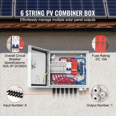 6x10A Solar PV Combiner Box & Steel Case & IP65 & 6 String
