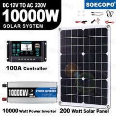 10000W Solar System DC12V to 220V Off-Grid Inverter System 100A Controller 500W