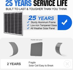 Kit de panel solar de 50 W y 24 V, controlador PWM inteligente e impermeable de