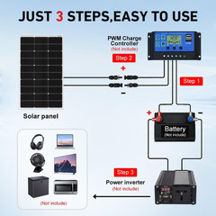 100W 18V Monocrystalline Solar Panel for 12V Battery Charging, Glass Module with