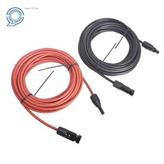 12 AWG Solar Panel Extension Cable Wire Connector 1 Pair 20ft Black + Red