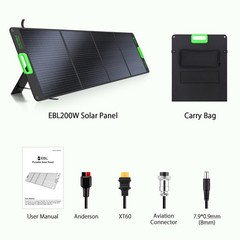 200W High Efficiency ETFE Foldable Solar Panel for Portable Power Station, IP…