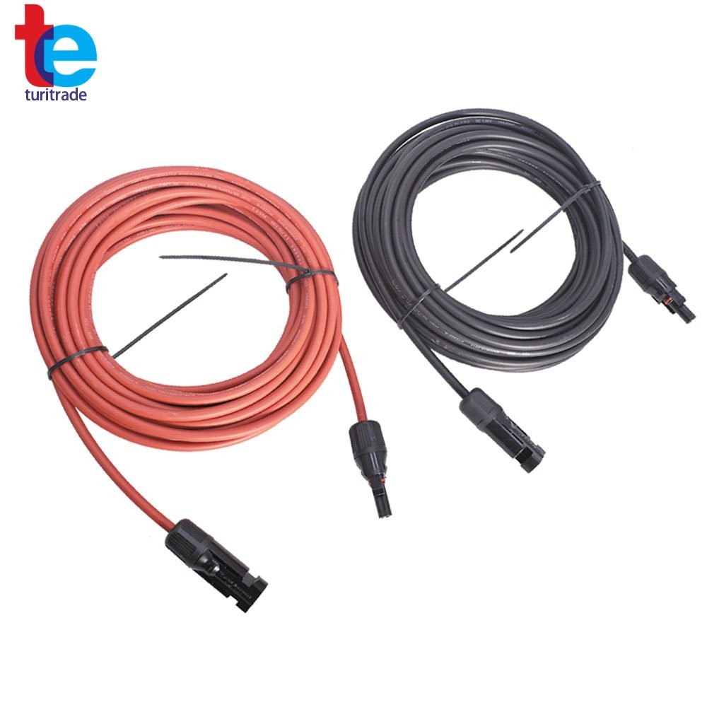 30 Ft Black + Red Wire Connector 10AWG Solar Panel Extension Cable
