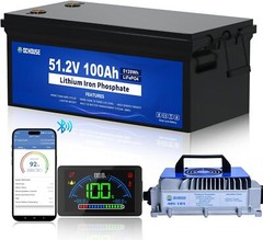 48V 100Ah Lithium Golf Cart Battery with 18A Charger Golf Cart, Trolling Motor