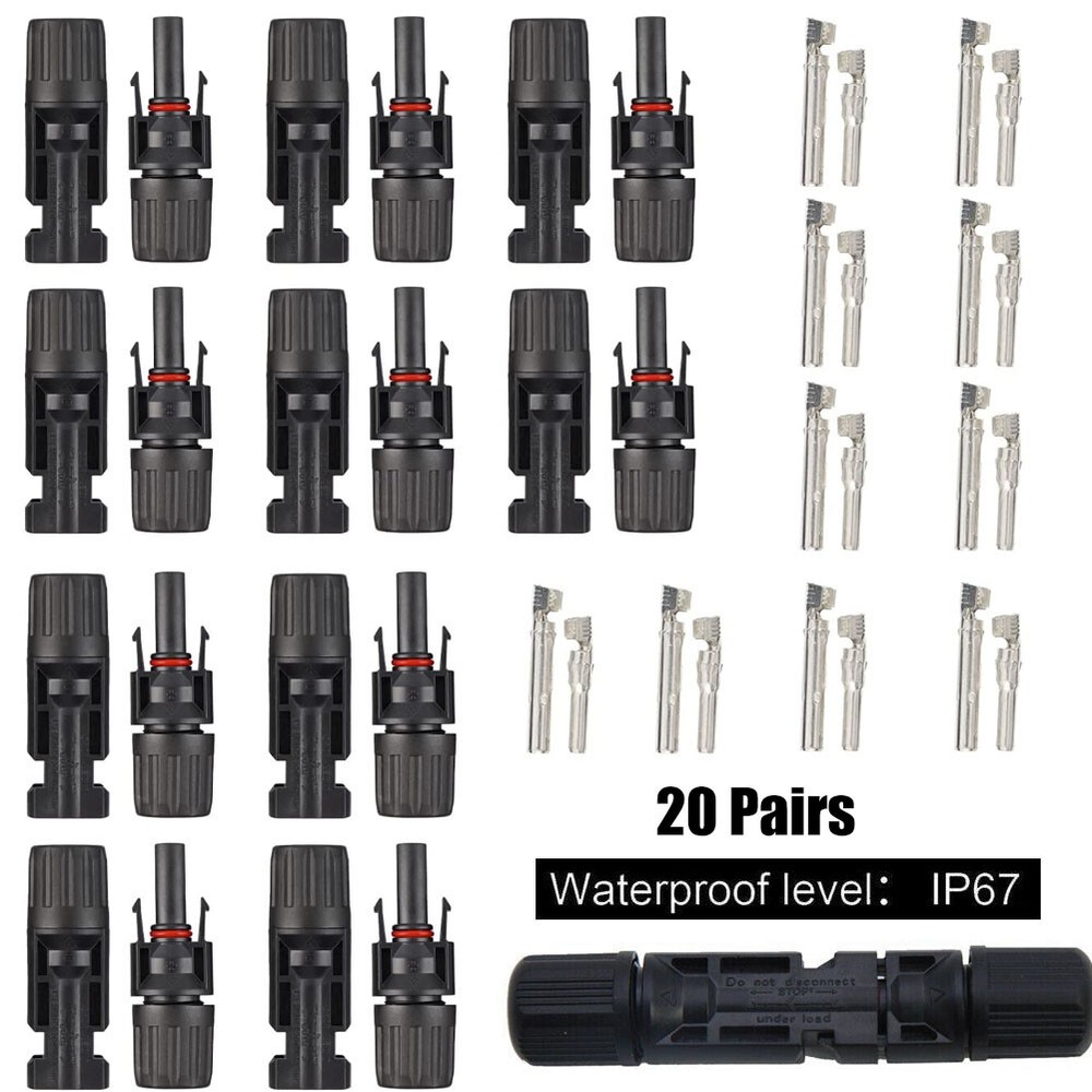 20 Pairs 30A Male Female M/F DIY Solar Panel Wire Cable Connectors Waterproof