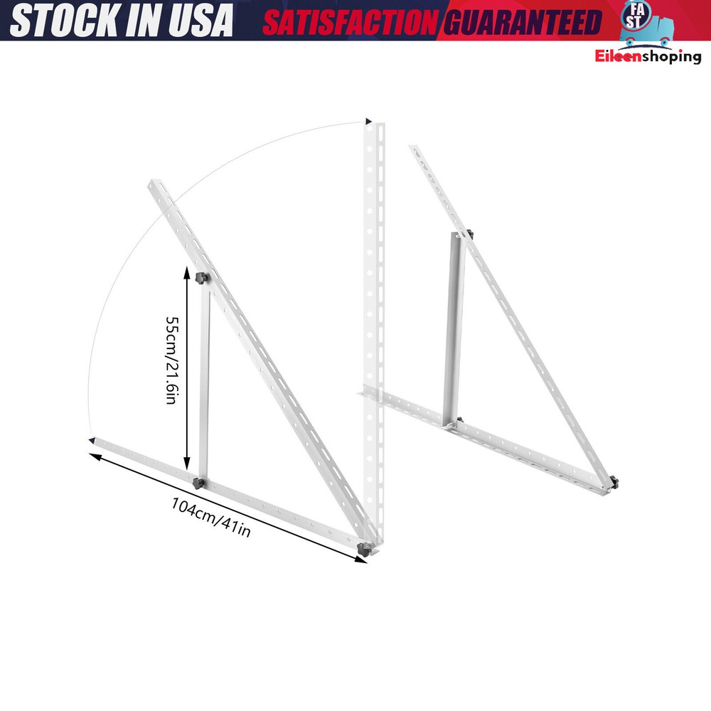 41”/45” Solar Panel RV Tilt Mount Brackets Roof Flat Surface Adjustable Frame US