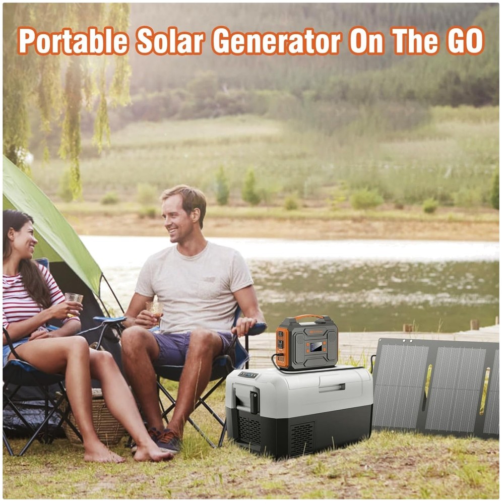 Portable Solar Power Station – 280Wh Battery Pack – Orange