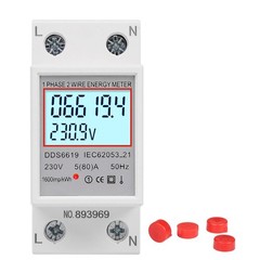 LCD Energy Meter for Din Rail Usage with Voltage Current 80A Monitoring