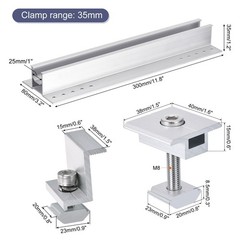 6 x 300mm Aluminium Profile Mounting Rail 8 x 35mm Clamps