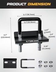 Anti Rattle Hitch Tightener 1.25″-2″ Black Rubber Coated Steel Stabilizer – 1 Pc