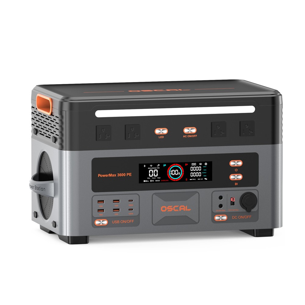 Portable Power Station 3600W 2016Wh PowerMax3600PE OSCAL Solar Generator LiFePO4