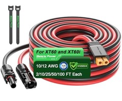 25Ft 10AWG Solar Extension Cable XT60 Adapter for LiFePO4 Battery & Power Statio