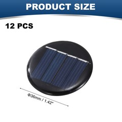 12 Pieces Round Solar Panels 2V 0.08W 40mA, for Photovoltaic Cells