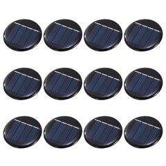 12 Pieces Round Solar Panels 2V 0.08W 40mA, for Photovoltaic Cells