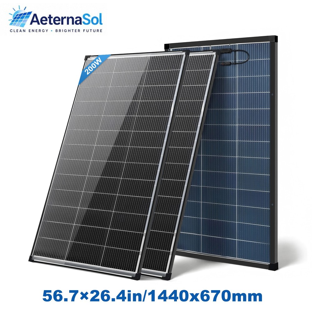 AeternaSol (200W*2) Bifacial Solar Panel N-Type Mono 400W PV Home Roof Off-Grid