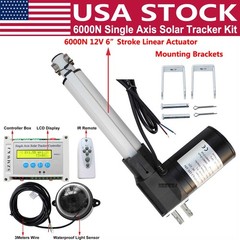 Single Axis Solar Track System Tracker Kit &6″ 6000N Linear Actuator &Controller