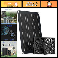 4.7″ Solar Powered Fan Kit – 15W Panel, 2 Waterproof Fans, 13ft Cable for Coops,