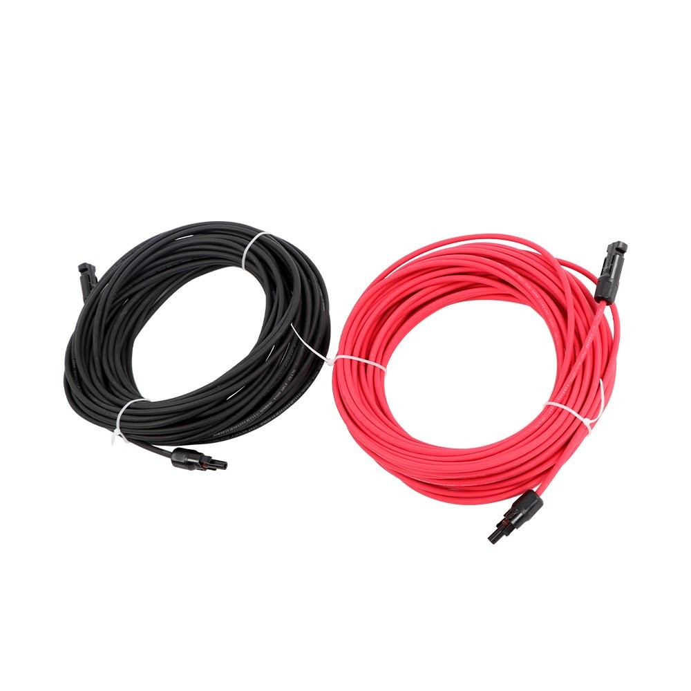 20M 4mm² Solar Cable Black+Red Waterproof Wire w/M4 Connector for Solar Panels