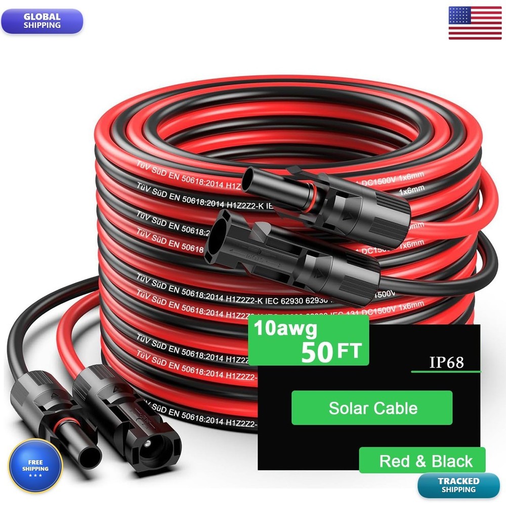 JXMXRPV 50Ft Solar Panels Extension Cables, 6mm PV Cable Male And Female