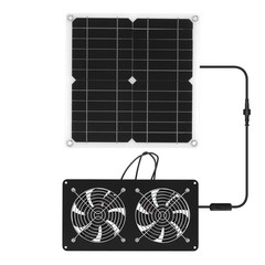 15W Solar Powered Exhaust Fan Kit with 28x28cm Panel for Pet House Ventilation