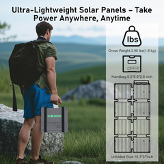Portable Solar Panel 60W, Monocrystalline 24.8% High Efficiency Foldable Solar P