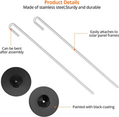 QWORK 200-Pack Stainless Steel Solar Panel Guard Clips with Self-Locking Washers