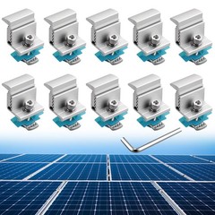 10pcs Adjustable Solar Panel End Clamp for Unistrut, 30-50mm Aluminum Solar P…