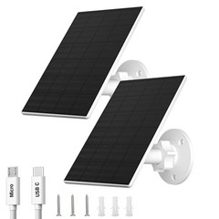FUTUREZEN 2W Solar Panel for Security Cameras, 5V Solar Charger for Rechargea…