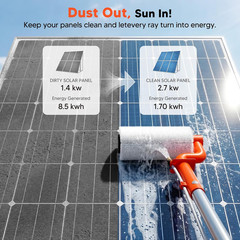 Electric Solar Panel Cleaning Kit with 20FT Telescoping Brush and 2 Spin Speeds