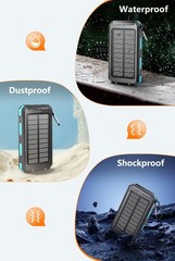 38800mAh Solar Power Bank, USB-C Fast Charge, 2 LED Flashlights