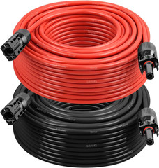 10AWG Solar Extension Cable 150FT – 2 Pack Red & Black PV Wire with Solar Connec
