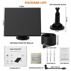 2 Pack 5W Solar Panel for Ring Camera – Compatible with Spotlight Cam (Plus/P…