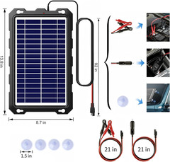 Upgraded 7.5W-Solar-Battery-Trickle-Charger-Maintainer-12V Portable Waterproof S