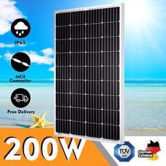 NEW 200W 12V Solar Panel High Efficiency Mon Module RV Marine Boat Home US Stock