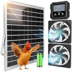Solar Fan for Chicken Coop and Greenhouse, Dual Solar Ventilation with Battery