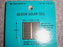 LOT of 5 VTG ARCHER Silicon Solar Cells 5x5cm / Radio Shack CAT No 276-125/ NOS