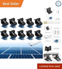 Versatile 10-Piece Solar Panel End Clamp Kit with Pre-Drilled Holes & Nuts/Bolts