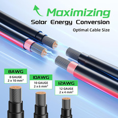 50Ft 10AWG Solar Panel Extension Cable, 6Mm² Twin Wire Conductor Parallel Solar