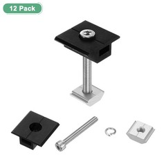 12pcs Solar Panel Mount Mid Clamps t Clips 50mm Aluminum for RVs Black
