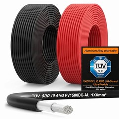 Cost-Effective 10 AWG Solar Extension Cable 2×20 FT – Black & Red Approved