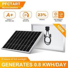 12 Volt 100 Watt Solar Panel Monocrystalline PV Module RV Camping Home Off Grid