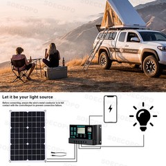 10000W Solar Kit 500W Panel 100A MPPT Controller DC Cable 12V/24V to 220V/110VTs
