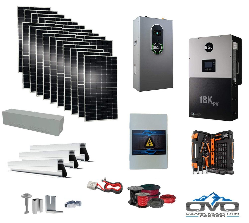 10KW Complete Offgrid Solar Kit + EG4 18kPV + 4.3KW 48V EG4 Lithium Indoor Wall