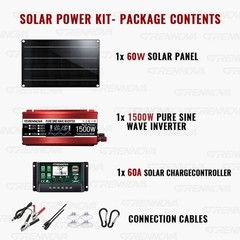 Grennova 1500W Off-Grid Solar System 60W Panel 60A MPPT Pure Sine Inverter