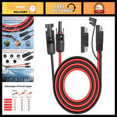 20FT 10AWG Solar Panel SAE Adapter Cable – RV Extension Cord for Battery Charger