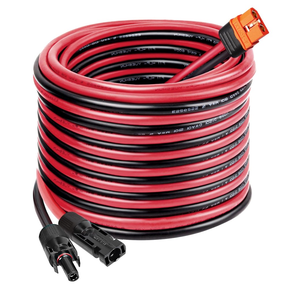 MOOKEERF Solar to XT60i Cable 10AWG 30FT Panel 30FT, Red