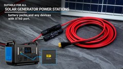 15Ft Solar Charge Extension Cable 12AWG, XT60 Adapter for Solar Panel & Power St