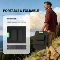 200W Foldable Solar Panel – 20V High-Efficiency Monocrystalline Charger for P…
